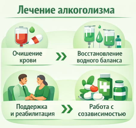 лечение алкоголизма в Павловском Посаде этапы